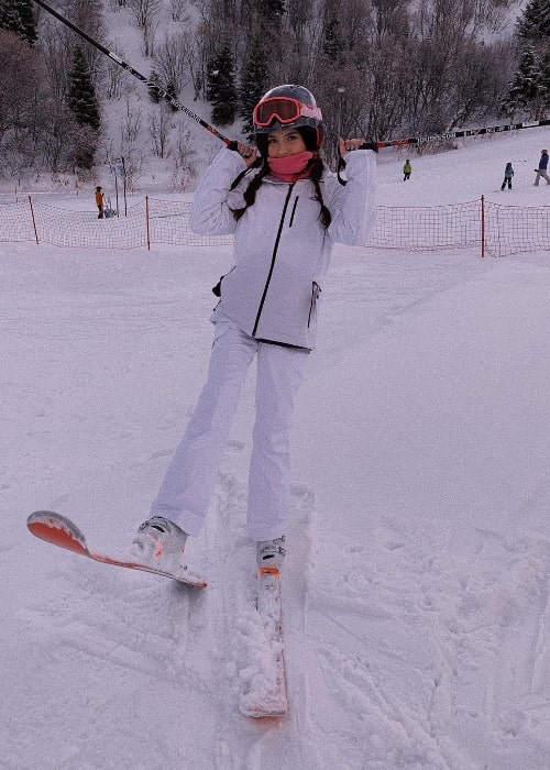 Avary Anderson as seen while enjoying skiing at Snowbasin Resort in Huntsville, Madison County, Alabama, United States in December 2018