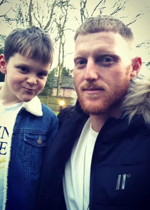 Ben Stokes in a selfie with his son as seen in December 2019