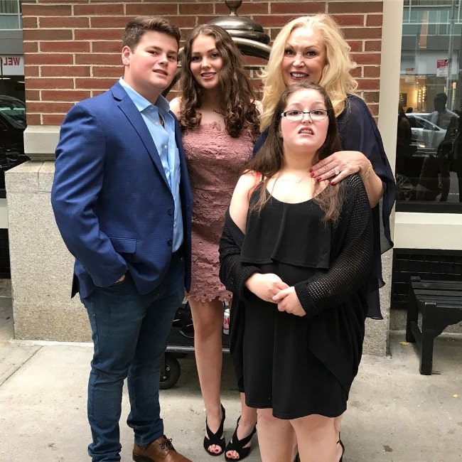 Cathy Moriarty as seen while posing for a picture along with her children in August 2017