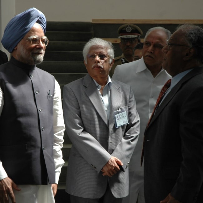 Dr. Manmohan Singh as seen in a picture taken at the JNCASR on December 3, 2008, to inaugurate the ICMS and I-House building