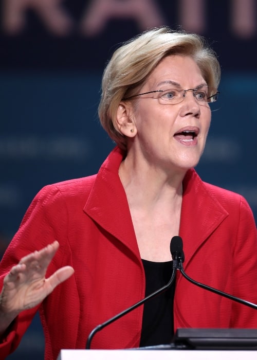 Elizabeth Warren as seen while speaking with attendees at the 2019 California Democratic Party State Convention at the George R. Moscone Convention Center in San Francisco, California, United States