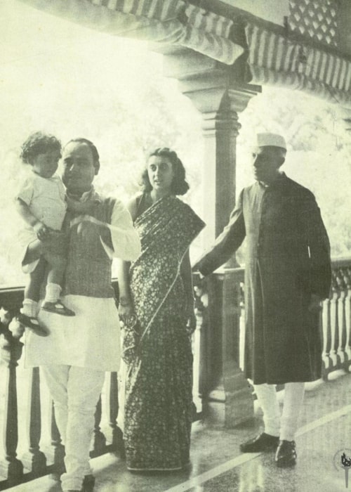 Feroze Gandhi as seen in a picture with Rajiv Gandhi, Indira Gandhi, and Jawaharlal Nehru at the Anand Bhawan after Jawaharlal Nehru’s release from detention in June 1945