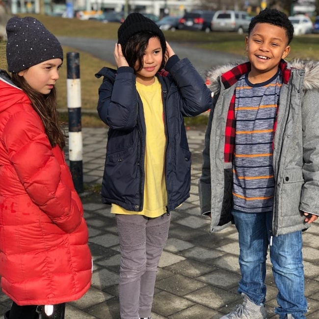 From Left to Right - Brooklynn Prince, Deric McCabe, and Jibrail I. Nantambu in Vancouver, British Columbia, Canada in March 2019