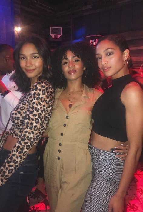 From Left to Right - Greta Onieogou, Chelsea Tavares, and Samantha Logan as seen while posing for a picture at Liaison Restaurant + Lounge in Los Angeles, California, United States in January 2019
