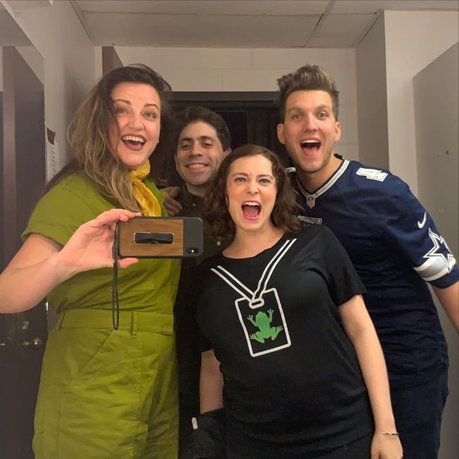 From Left to Right - Kathryn Burns, Danny Jolles, Rachel Bloom, and Scott Michael Foster as seen while posing for a selfie in October 2019