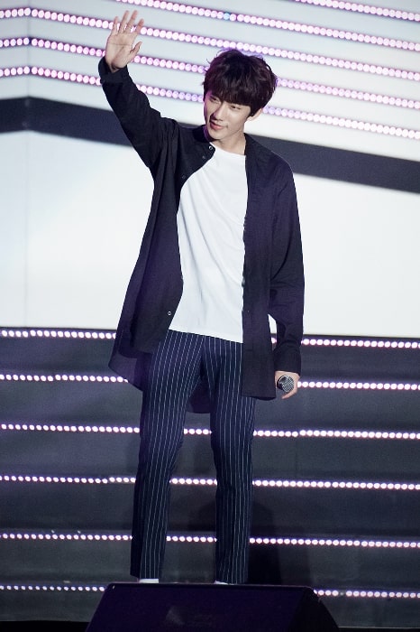 Gongchan as seen while waving at WFMF concert on September 11, 2016