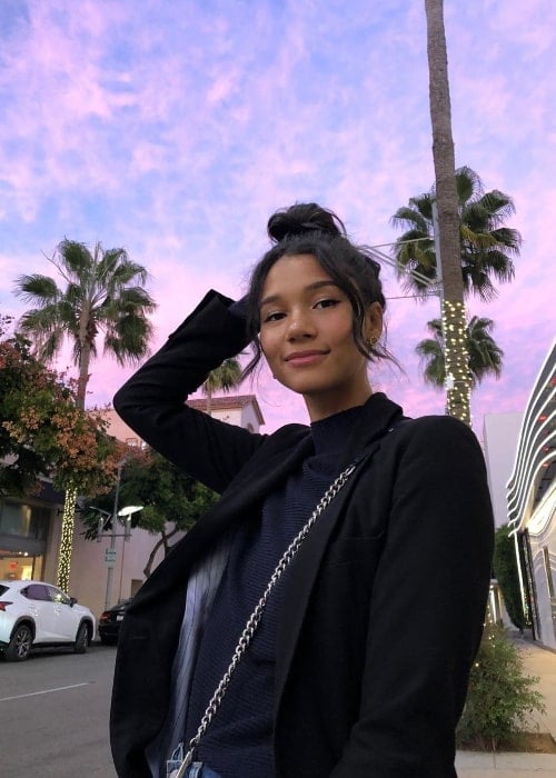 Greta Onieogou as seen while posing for a picture during a gorgeous sunset in Beverly Hills, Los Angeles County, California, United States in November 2019