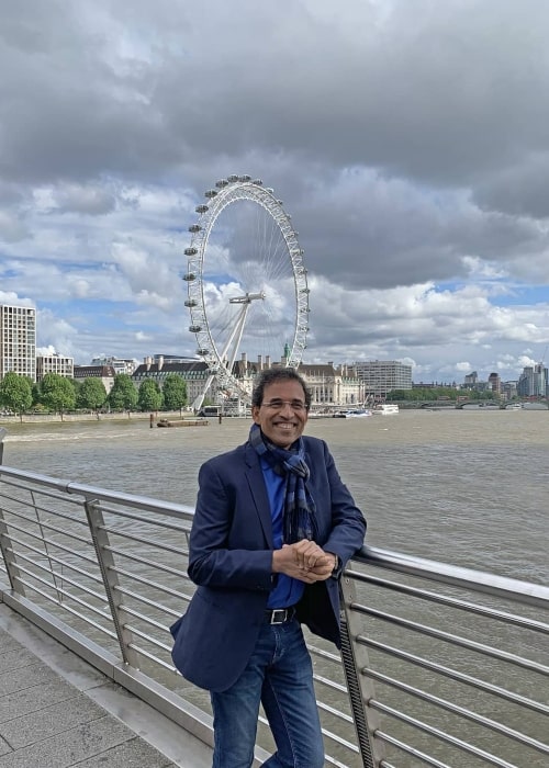 Harsha Bhogle as seen in a picture taken in London in front of the London Eye in June 2019