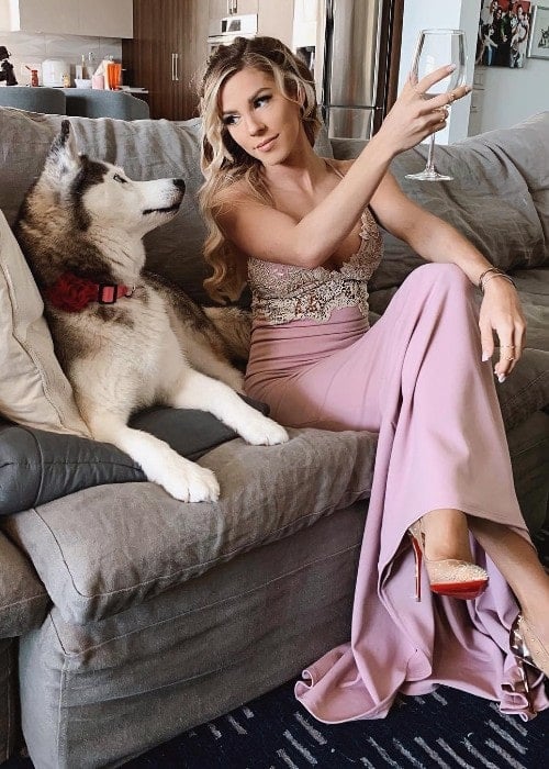 Heidi Somers with her dog as seen in April 2019