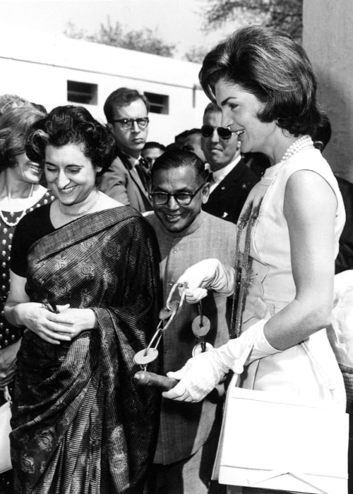 Indira Gandhi in a picture with Former First Lady Of The United States Jacqueline Kennedy in New Delhi, India, in March 1962