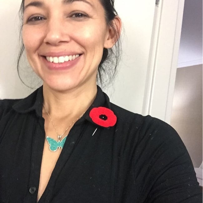 Irene Bedard as seen while clicking a selfie in Halifax, Nova Scotia, Canada in November 2016
