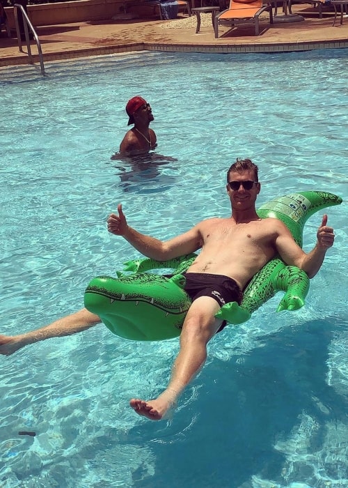 James Neesham as seen in a picture taken while he relaxes in a pool situated somewhere in Barbados in September 2019