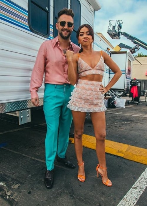 Jordan McGraw as seen while posing for the camera alongside Sarah Hyland in August 2019