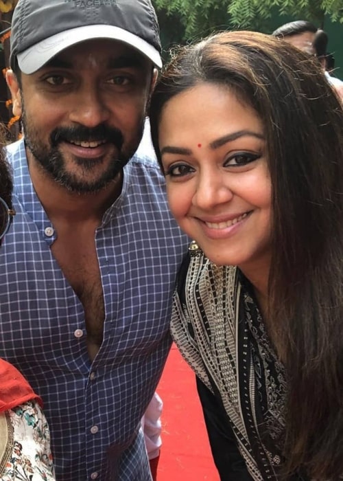 Jyothika as seen in a picture taken with her husband actor Suriya in Chennai, India in November 2019