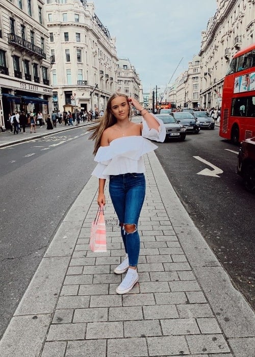 Kaci Conder as seen while posing for the camera at Oxford Street in London, England, United Kingdom in September 2019