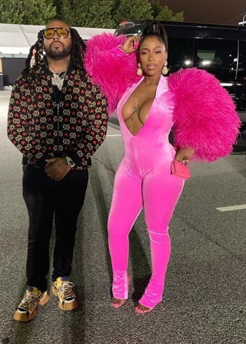 Kash Doll as seen while posing for a picture alongside Icewear Vezzo at BET Hip Hop Awards in October 2019