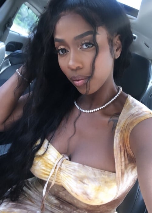 Kash Doll as seen while taking a selfie in Detroit, Michigan, United States in July 2019