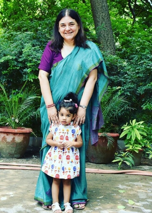 Maneka Gandhi as seen in a picture with her granddaughter Anasuya Gandhi in May 2017