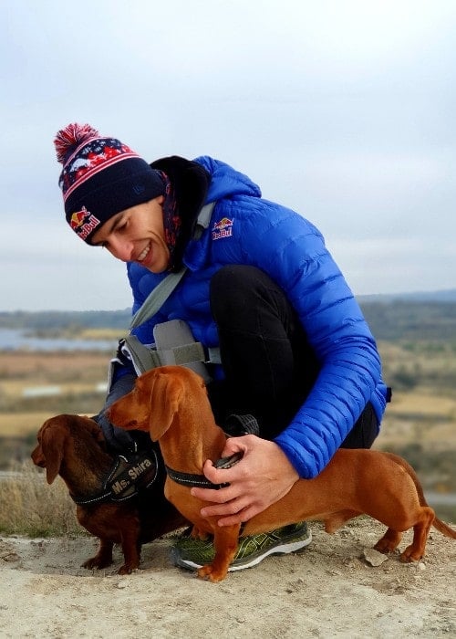 Marc Márquez with his dogs as seen in December 2019