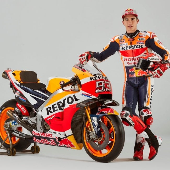 Marc Márquez with his motorbike as seen in January 2019