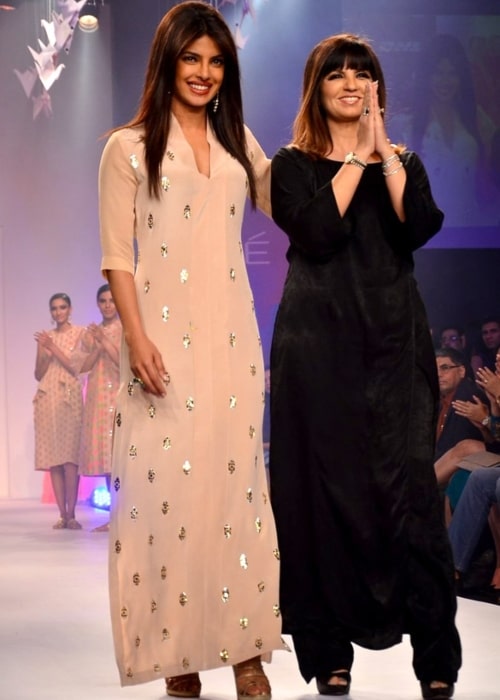 Neeta Lulla as seen in a picture taken while on the ramp with actress Priyanka Chopra who walked for her of at LFW 2014