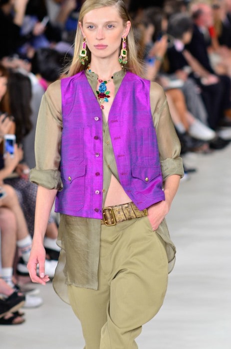 Olga Sherer walking the Ralph Lauren fashion show in September 2014