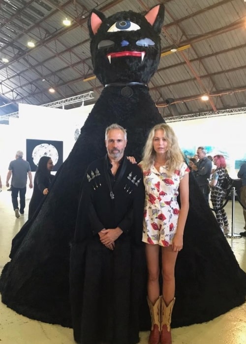 Penelope Mitchell as seen in a picture taken with her friend Gary Baseman in Los Angeles, California in October 2019