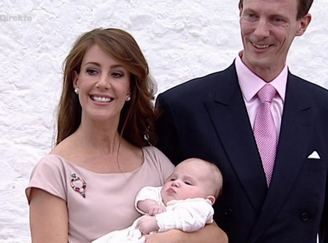 Prince Joachim of Denmark alongside his family at the royal christening of his 2nd child, Danish Princess Athena, with Princess Marie in Mogeltonder Church in Sonderjylland, Denmark on May 20, 2012