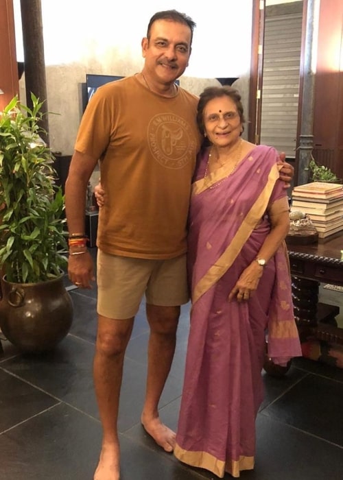 Ravi Shastri as seen in a picture with his mother taken on the day of her 80th birthday in November 2019