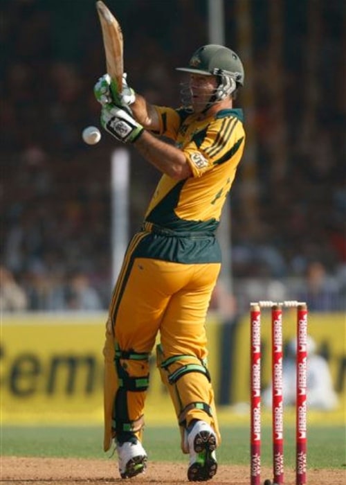 Ricky Ponting as seen in a picture taken while he tries to hook a ball off India's Asish Nehra at Vadodara, India, in a match on October. 25, 2009