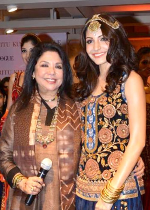 Ritu Kumar as seen in a picture taken with actress Anushka Sharma present at Ritu's flagship store launch on May 15, 2012