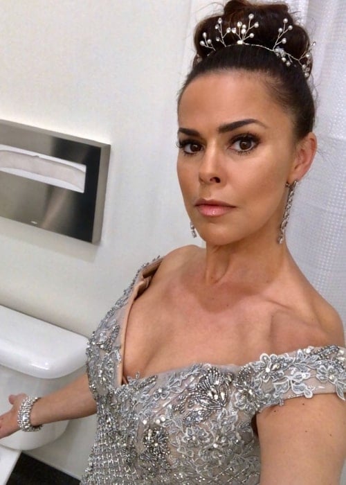 Rosa Blasi as seen while taking a bathroom selfie at Sunset Bronson Studios in Los Angeles, California, United States in May 2019