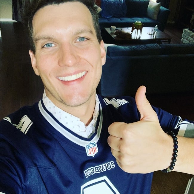 Scott Michael Foster as seen while taking a selfie in Texas, United States in September 2019