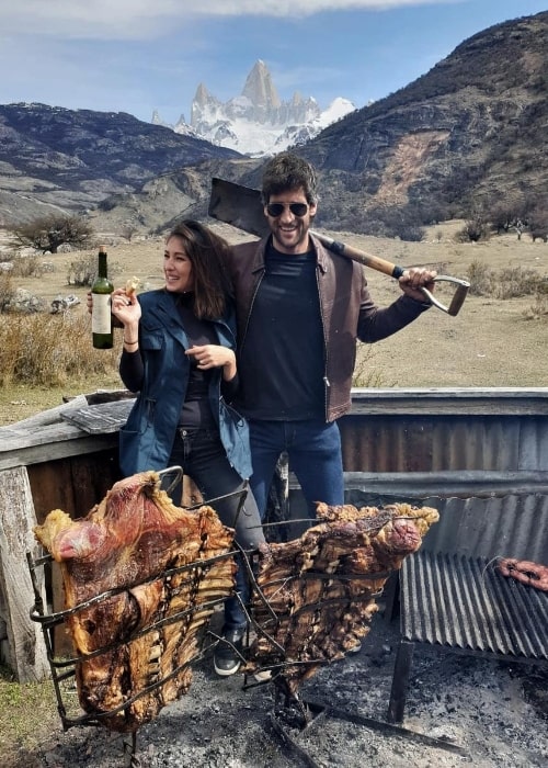 Solenn Heussaff as seen while posing for a picture along with Nico Bolzico in Fitz Roy, El Chaltén, Argentina in October 2018