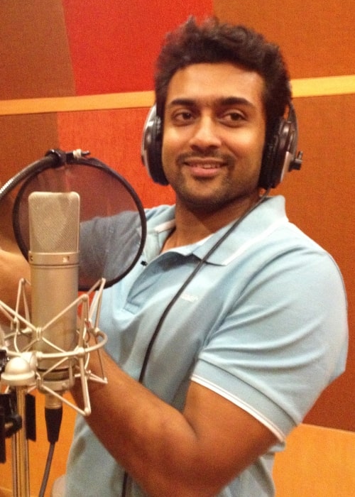 Suriya as seen in a picture taken while he records his voice for the Tamil language version of the TeachAIDS animation at Rajiv Menon Productions in Chennai, Tamil Nadu on July 24, 2013