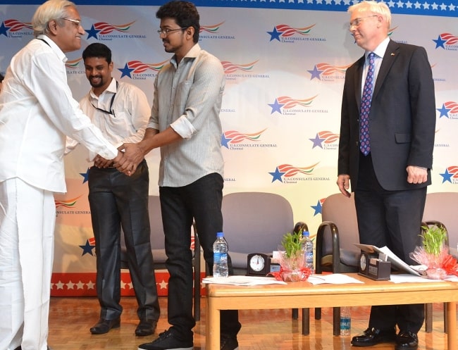 Tamil Film actor Joseph Vijay Celebrating World Environment Day at the U.S. Consulate Chennai 2013-min