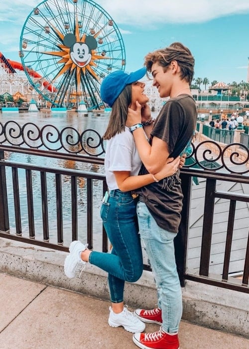 Tori Keeth as seen while posing for a loved-up picture along with Matthew Sato at Disney California Adventure Park in Anaheim, California, United States in May 2019