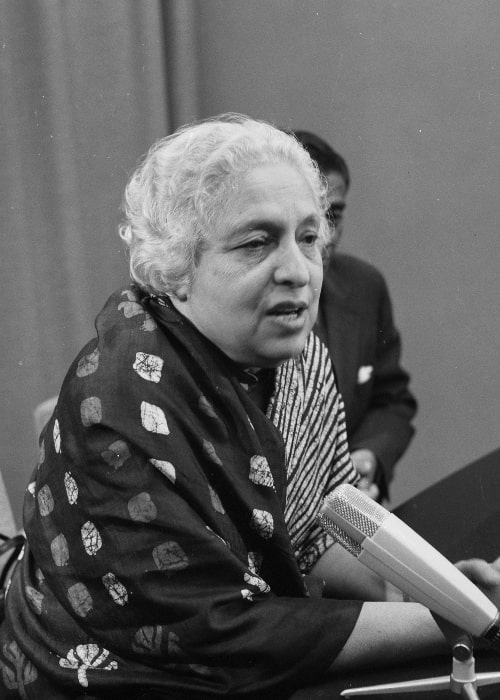 Vijaya Lakshmi Pandit as seen in a picture that was taken during her four-day visit to the Netherlands on November 10, 1956