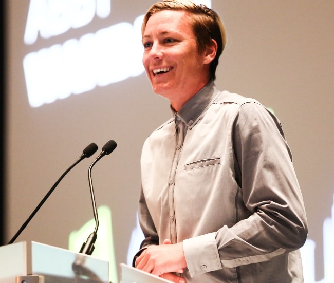 Abby Wambach as seen while speaking during the Connect Sports General Session in August 2015