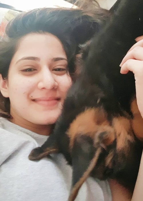 Aditi Rathore as seen in a selfie with her dog Jerry that was taken in December 2018