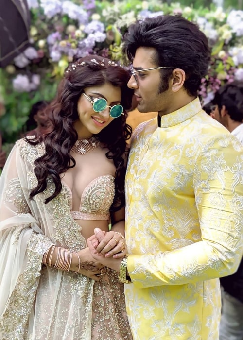 Akanksha Puri with her husband as seen in July 2019