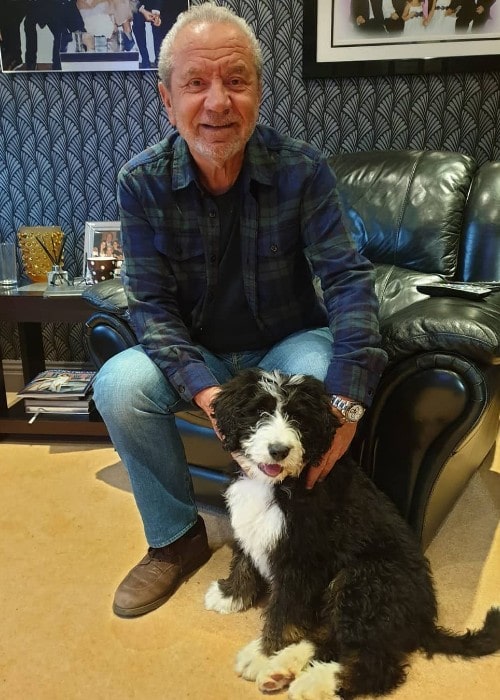 Alan Sugar with his dog as seen in May 2019