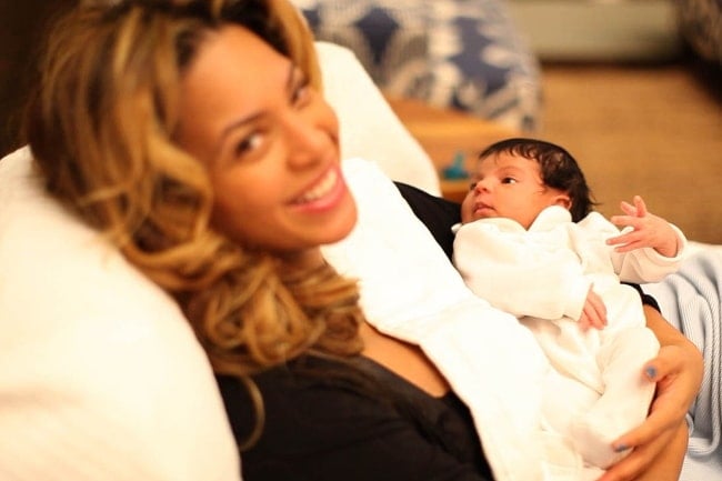 An infant Blue Ivy Carter as seen in a picture with her mother