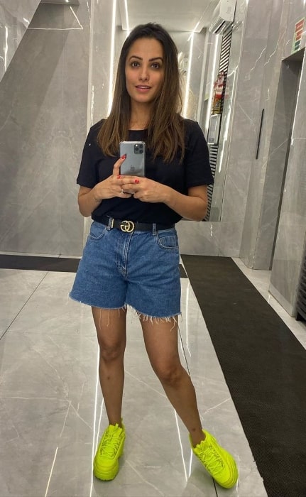 Anita Hassanandani as seen while taking a mirror selfie showing her new shoes in November 2019