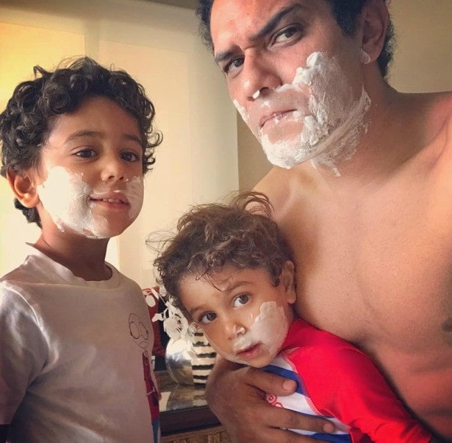 Asser Yassin with his sons as seen in June 2018
