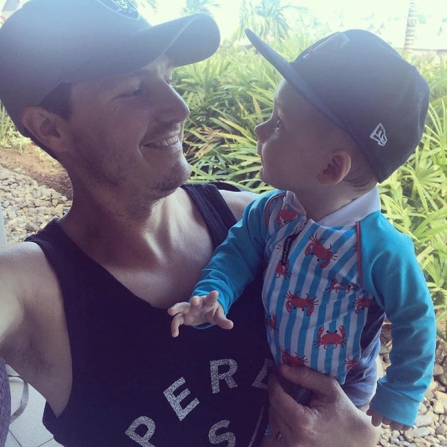 BJ Watling with his son as seen in June 2018