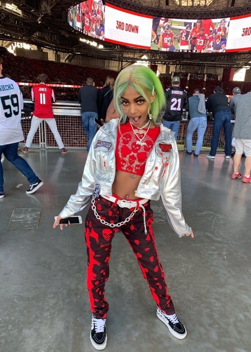 Bali Baby as seen while posing for the camera at Mercedes-Benz Stadium in Atlanta, Georgia, United States in December 2019