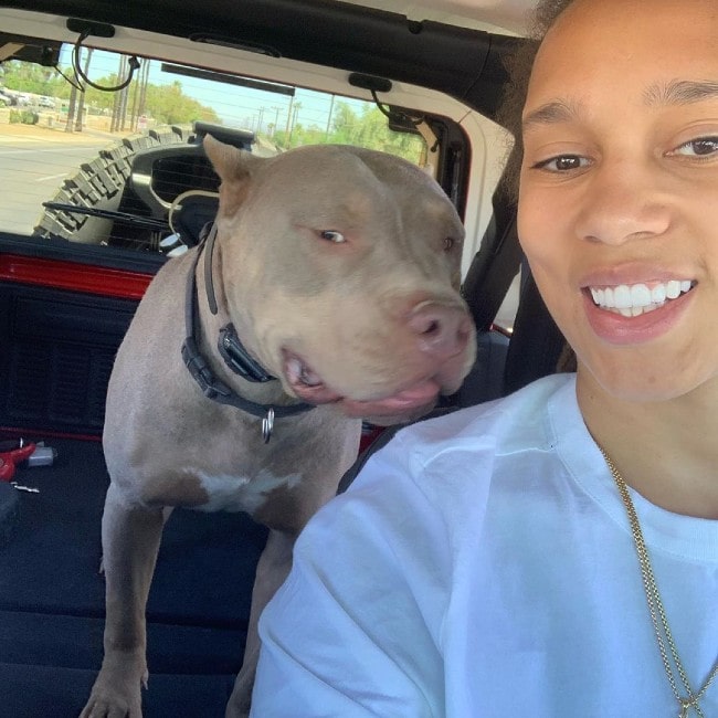 Brittney Griner with her dog as seen in July 2019