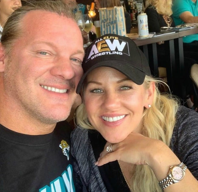 Chris Jericho and Jessica Lockhart in a selfie in December 2019