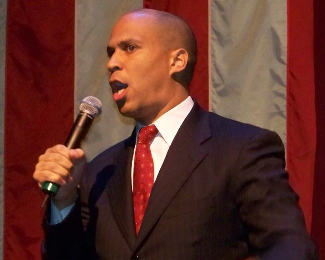 Cory Booker as seen while speaking at a Barack Obama campaign rally in Newark, New Jersey, United States in October 2007